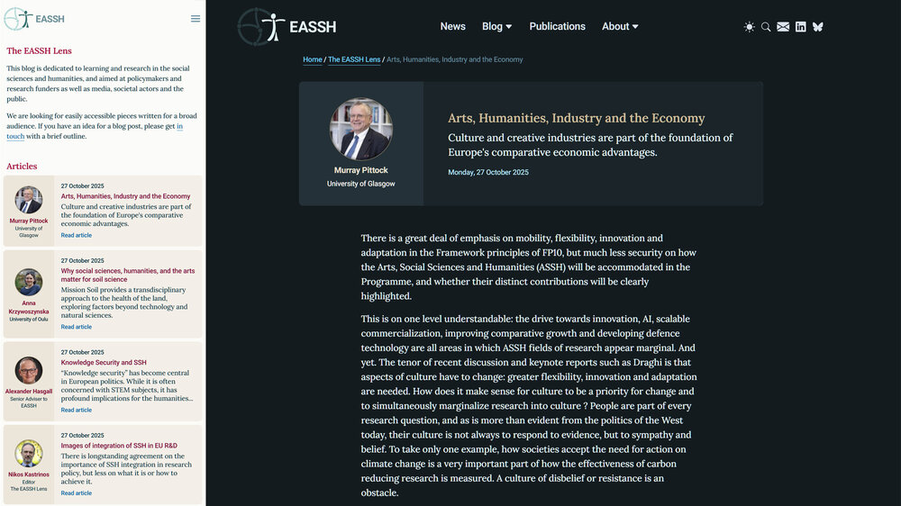 Screenshot of the EASSH Lens blog Screenshot of the EASSH Lens blog